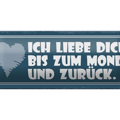 Tin sign saying 27x10cm I love you to the moon and decoration