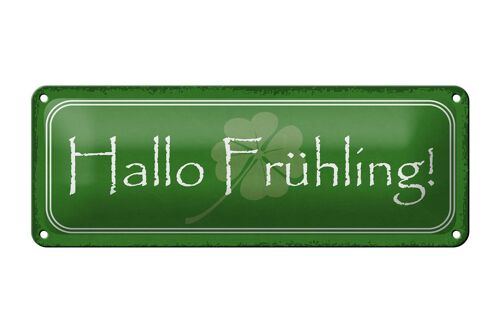 Blechschild Spruch 27x10cm Hallo Frühling Dekoration