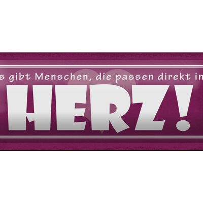 Blechschild Spruch 27x10cm es gibt Menschen die passen direkt ins Herz