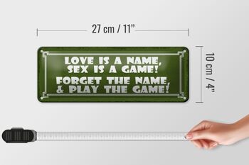 Panneau en étain disant 27x10cm L'amour est un nom, le sexe est une décoration de jeu 4