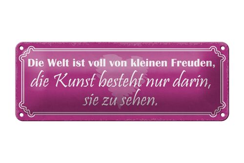 Blechschild Spruch 27x10cm Kunst besteht darin sie zu sehen Dekoration