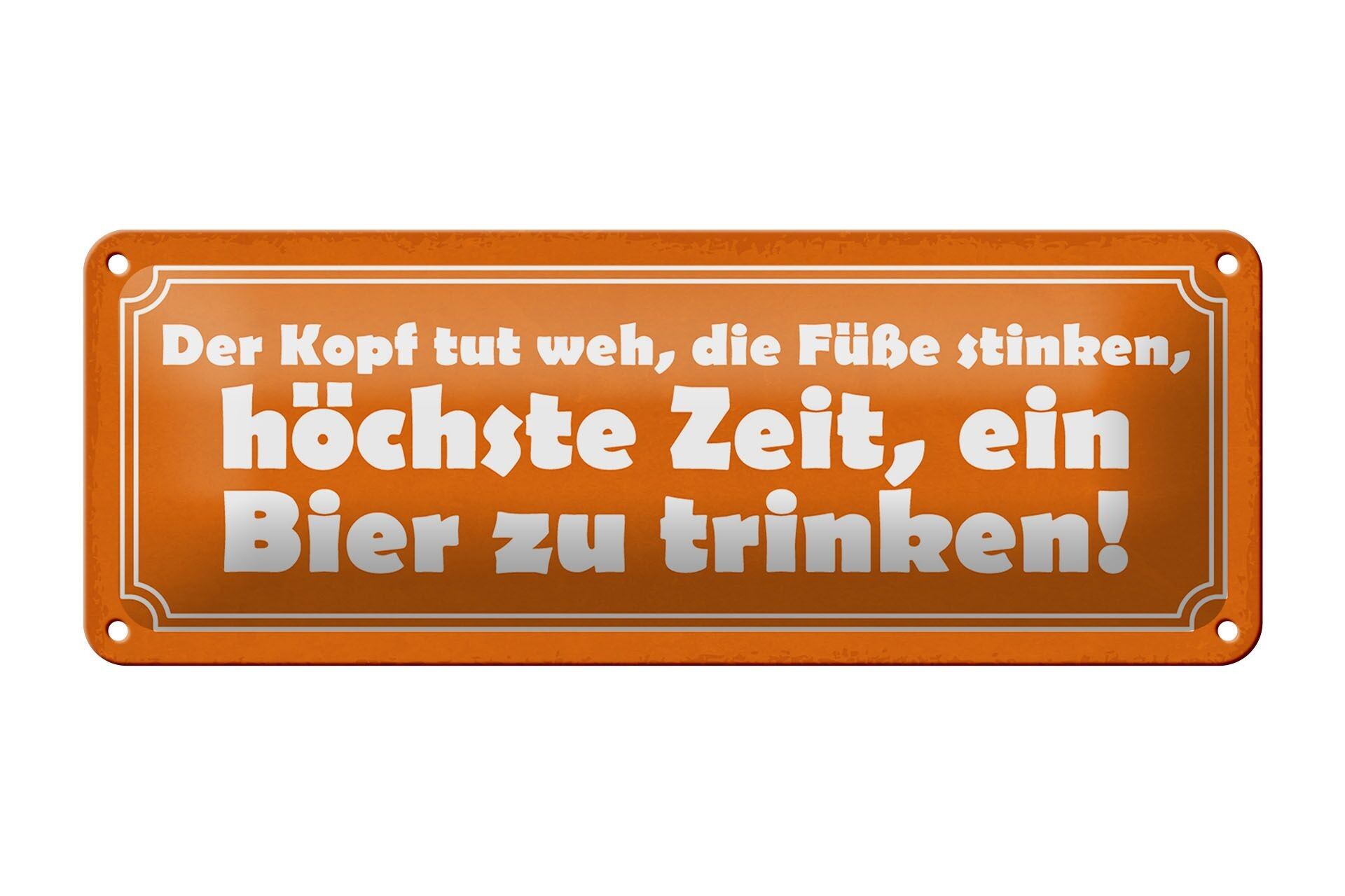 Targa in metallo con scritta "È ora di bere una birra" 27x10 cm, decorazione
