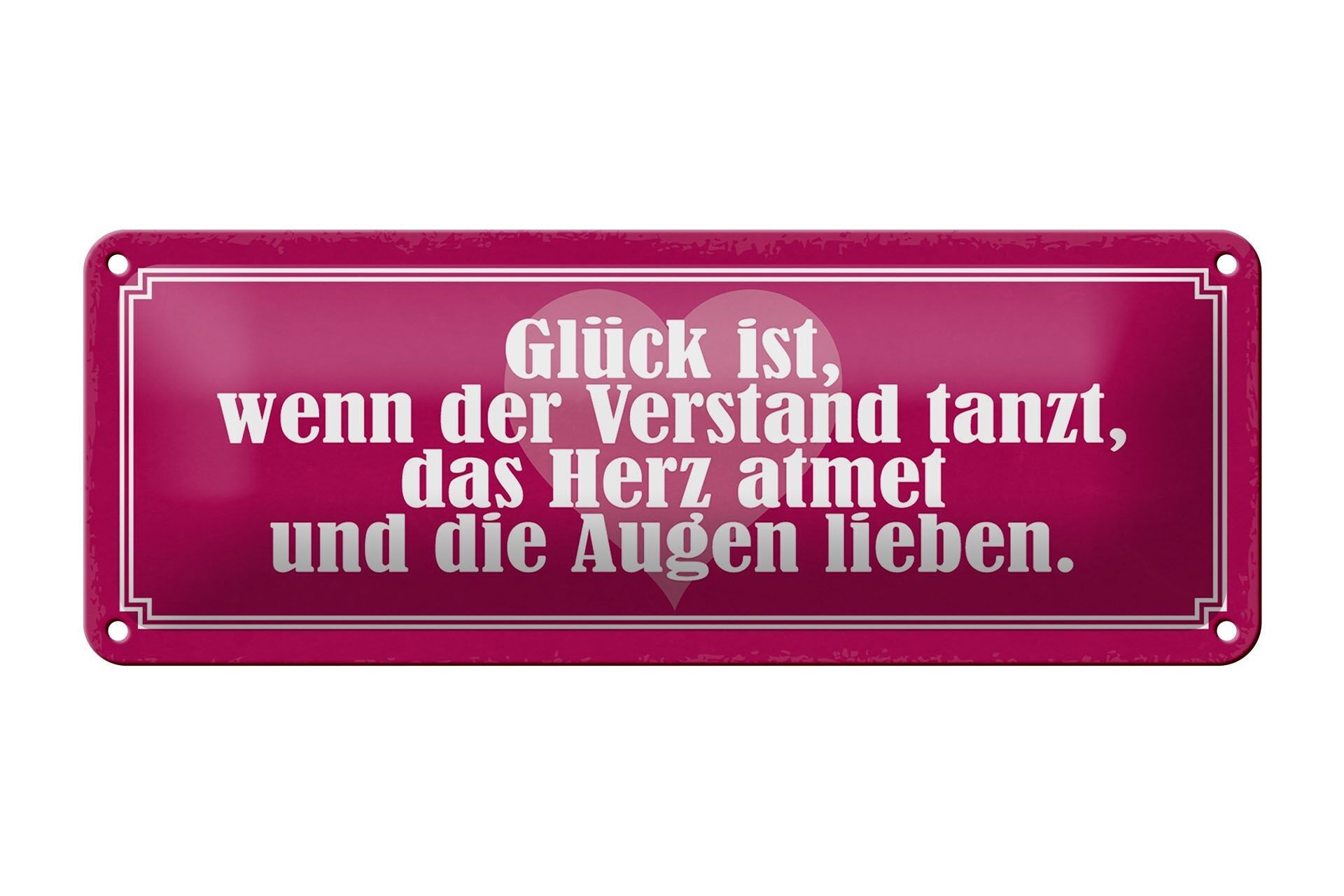 Targa in metallo con scritta 27x10 cm felicità la mente balla il cuore respira decorazione