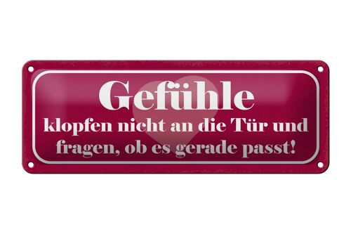 Blechschild Spruch 27x10cm Gefühle klopfen nicht an die Tür Dekoration