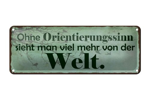 Blechschild Spruch 27x10cm ohne Orientierungssinn sieht man Dekoration