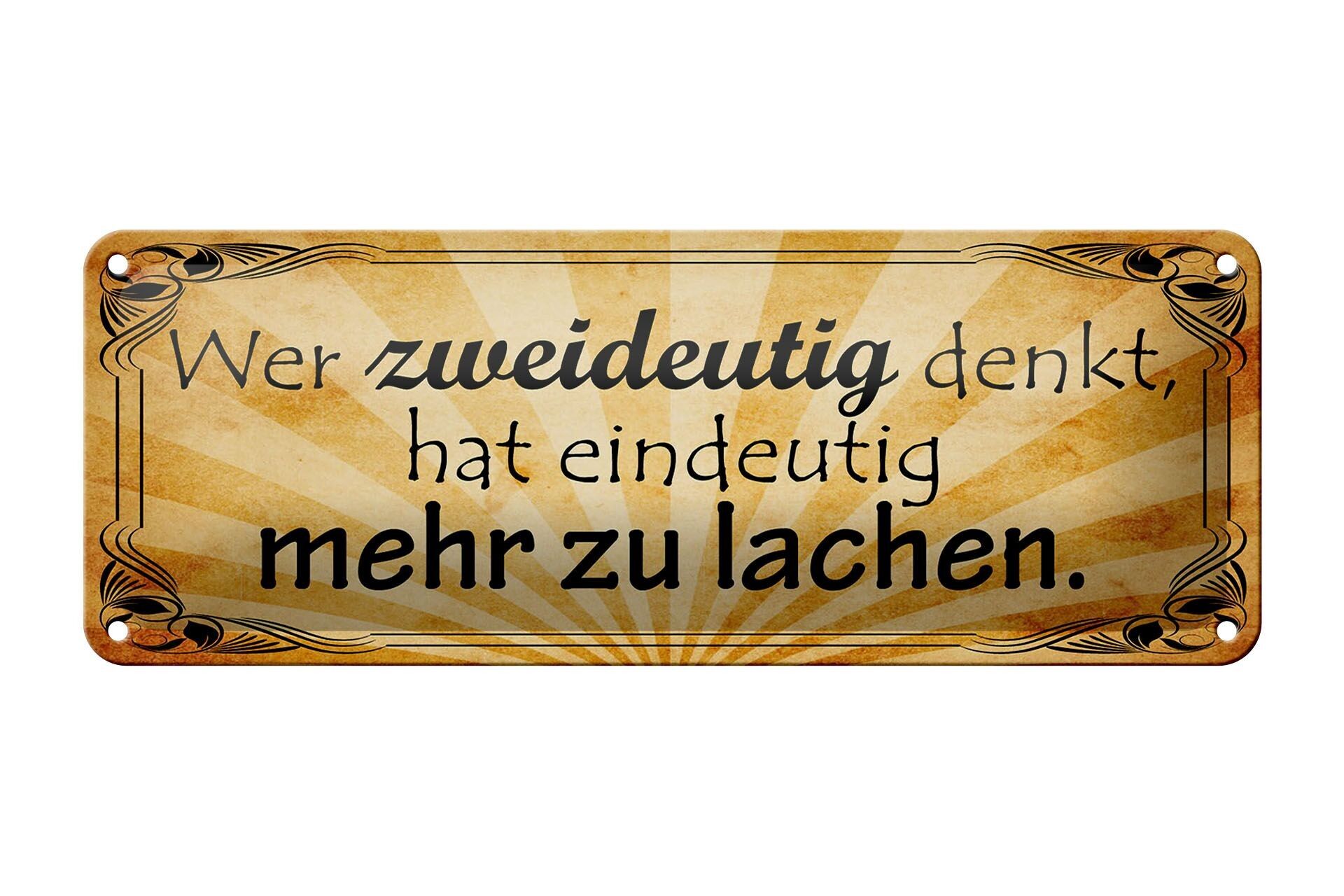 Targa in metallo con scritta 27x10 cm "Chi pensa in modo ambiguo" ha una decorazione