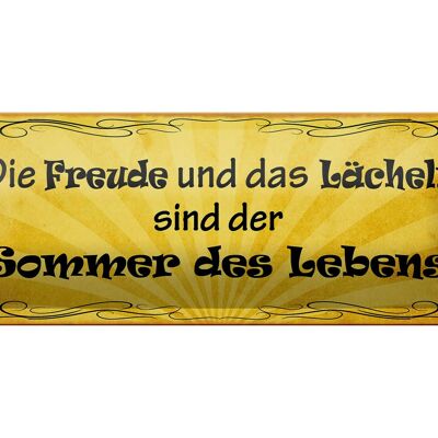 Letrero de chapa que dice 27x10cm alegría sonrisa verano de la vida decoración