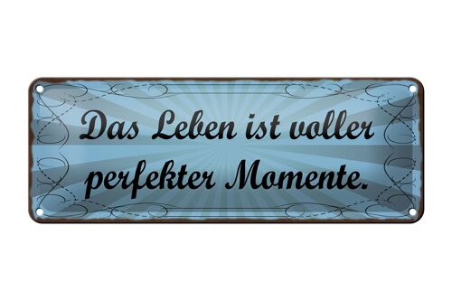 Blechschild Spruch 27x10cm Leben voller perfekter Momente Dekoration