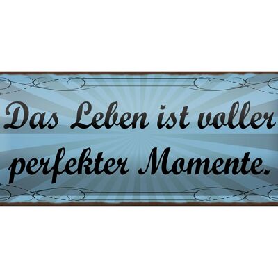 Blechschild Spruch 27x10cm Leben voller perfekter Momente Dekoration