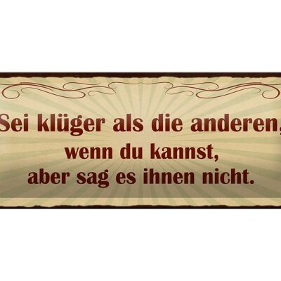 Blechschild Spruch 27x10cm sei klüger aber sag es nicht Dekoration