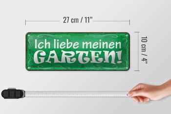 Panneau en étain disant 27x10cm, panneau vert «J'aime mon jardin» 4