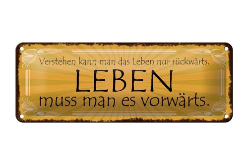 Blechschild Spruch 27x10cm Leben muss man es vorwärts Dekoration