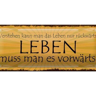 Blechschild Spruch 27x10cm Leben muss man es vorwärts Dekoration