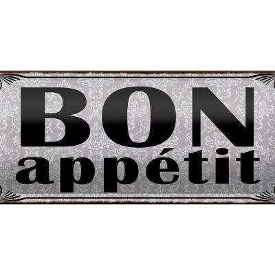 Blechschild Spruch 27x10cm Bon appetit Dekoration