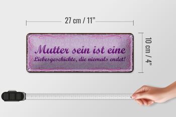 Plaque en étain disant 27x10cm Être une mère est une décoration d'histoire d'amour 4