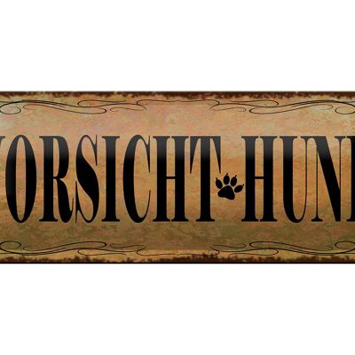 Plaque en étain note 27x10cm, décoration chien attention