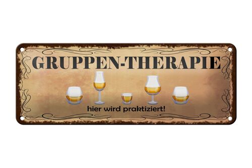 Blechschild Spruch 27x10cm Bier Gruppen Therapie hier wird Dekoration