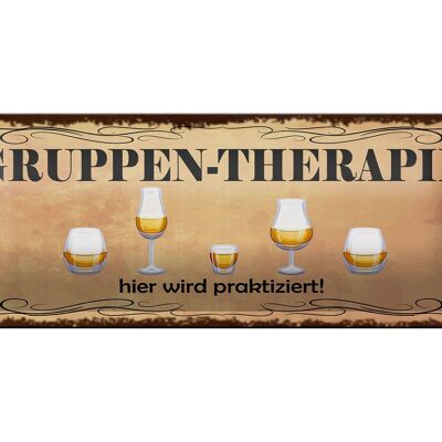 Blechschild Spruch 27x10cm Bier Gruppen Therapie hier wird Dekoration