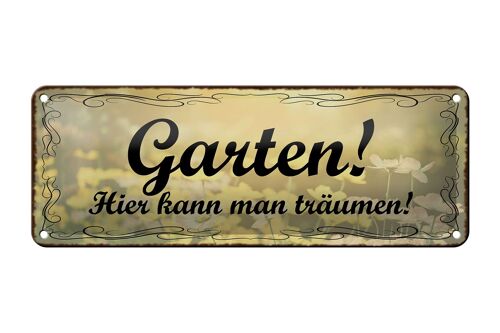 Blechschild Spruch 27x10cm Garten hier kann man träumen Dekoration