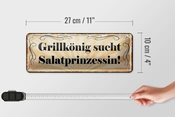 Panneau en étain disant 27x10cm Grill King cherche une décoration de princesse de salade 4