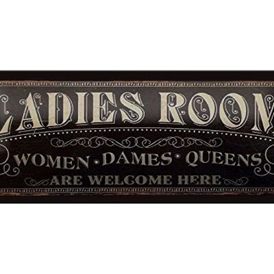 Blechschild Hinweis 27x10cm Ladies room women Dames Queens Dekoration