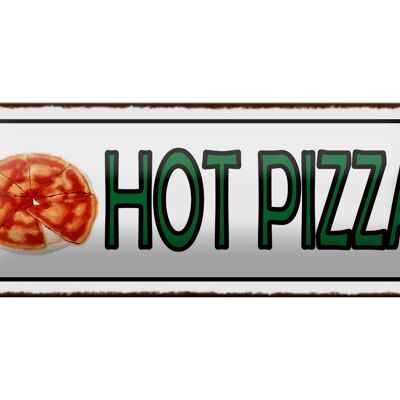 Blechschild Hinweis 27x10cm Hot Pizza Fast Food Dekoration