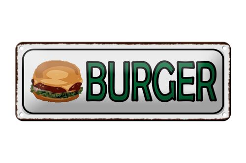 Blechschild Hinweis 27x10cm Burger Fast Food Dekoration