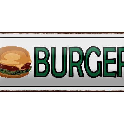 Cartel de chapa nota 27x10cm hamburguesa decoración de comida rápida