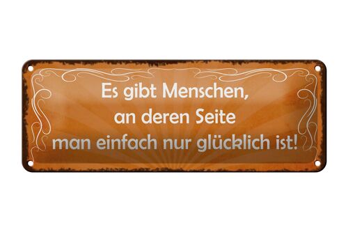 Blechschild Spruch 27x10cm Menschen einfach nur glücklich Dekoration