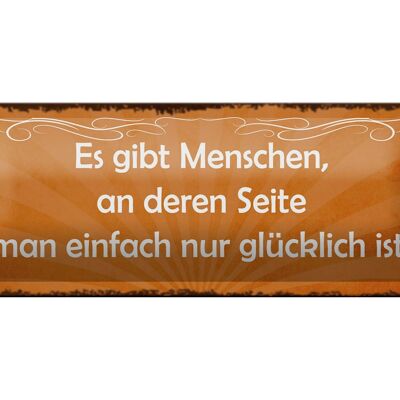 Blechschild Spruch 27x10cm Menschen einfach nur glücklich Dekoration