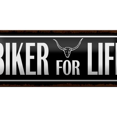 Cartel de chapa que dice 27x10cm Biker for life decoración