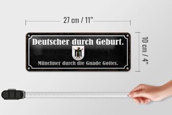 Plaque en tôle disant 27x10cm Allemand de naissance Décoration Munich 4
