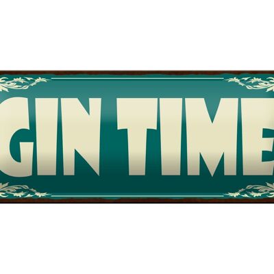 Blechschild Spruch 27x10cm Gin Time Dekoration