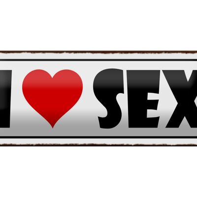 Cartel de chapa que dice 27x10cm i Love Sex decoración