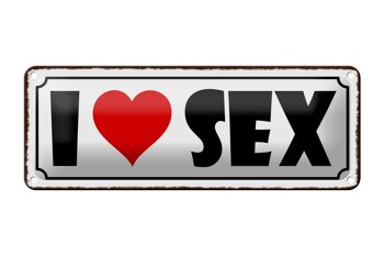 Panneau en étain disant 27x10cm, décoration I Love Sex 1