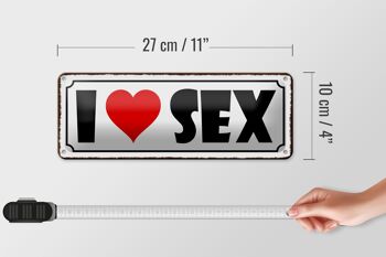 Panneau en étain disant 27x10cm, décoration I Love Sex 4