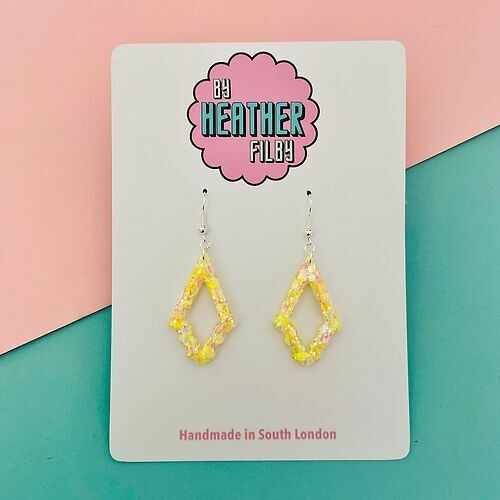 Yellow Glitter Diamond Earrings