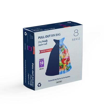 Bolsas de basura extraíbles ecológicas con aroma a vainilla (paquete de 10) | Tamaño XXL, resistentes a fugas y roturas