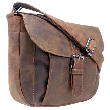 Lea Sac en cuir pour femme Petit sac à bandoulière en cuir marron 28