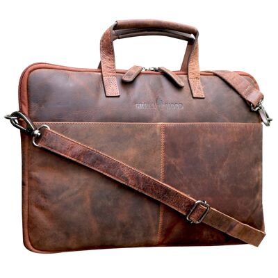 Fred laptop bag 13 inch leather with detachable shoulder strap Macbook Air sleeve - Sandal