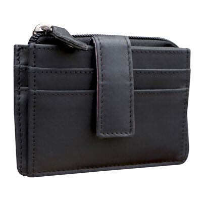 Vera credit card case for men with coin compartment and key ring leather for women