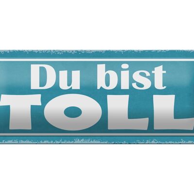 Blechschild Spruch 27x10cm Du bist toll Dekoration