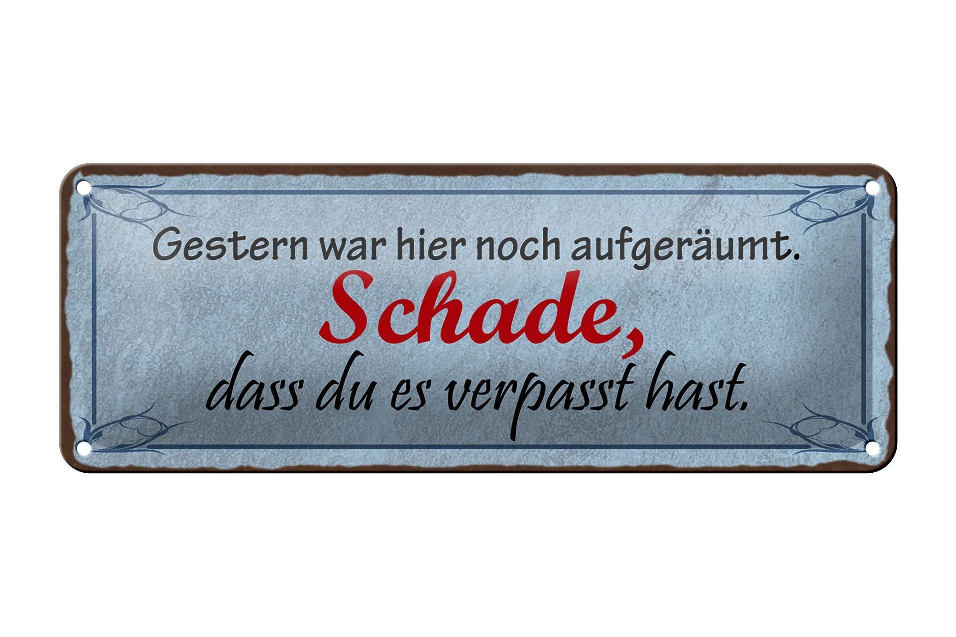 Targa in metallo con scritta 27x10 cm ieri la decorazione qui era ancora in ordine