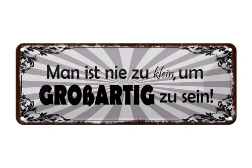 Blechschild Spruch 27x10cm nie zu klein um großartig sein Dekoration