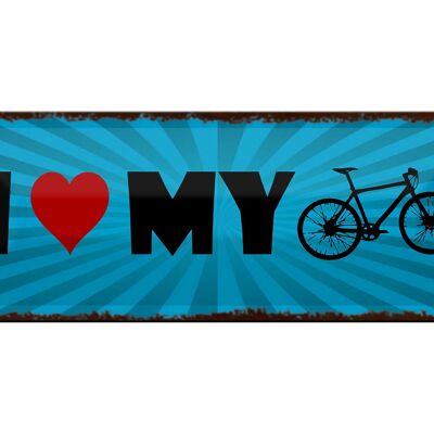 Cartel de chapa que dice 27x10cm Me encanta mi bicicleta decoración de bicicleta
