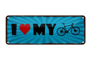 Plaque en étain disant 27x10cm J'aime ma décoration de vélo 1
