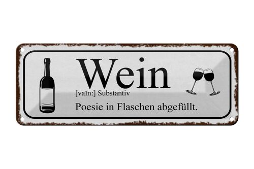 Blechschild Spruch 27x10cm Wein Poesie in Flaschen Dekoration