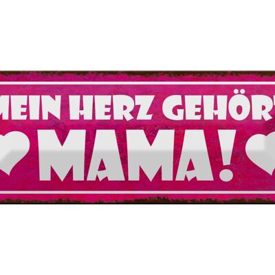 Targa in metallo con scritta "Il mio cuore appartiene alla mamma" 27x10 cm