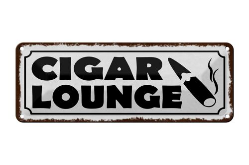 Blechschild Spruch 27x10cm Cigar Lounge Zigarre weißes Schild