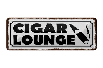 Panneau en étain disant 27x10cm, panneau blanc Cigar Lounge Cigar 1